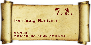 Tormássy Mariann névjegykártya